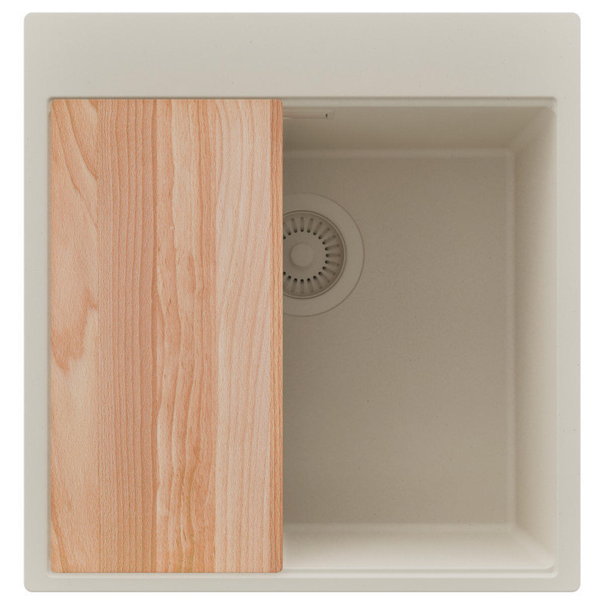 SPÜLBECKEN Oslo, 2-er set Beige 48/50 cm 1 Becken + Ablauf-Set + Schneidebrett ab 50er Unterschrank - Beige, Kunststoff (48/20/50cm) - Primagran