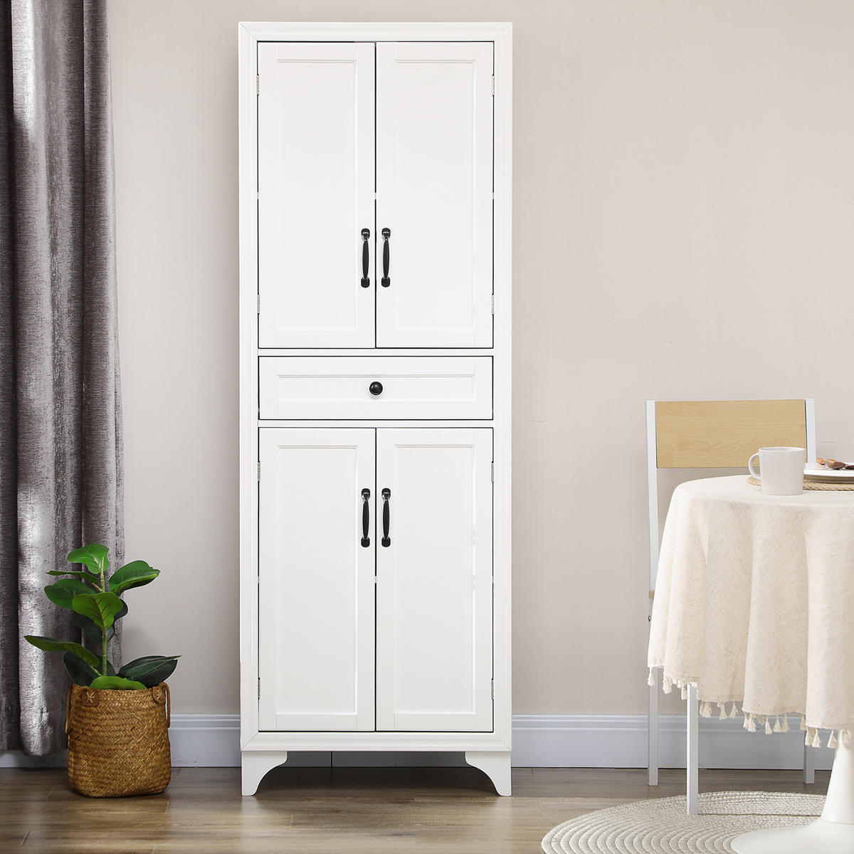 HIGHBOARD DE-11042 4 Türen & 1 Schublade mit verstellbaren Böden Weiß - Weiß, Holzwerkstoff (38/170/60cm) - ComfortXL