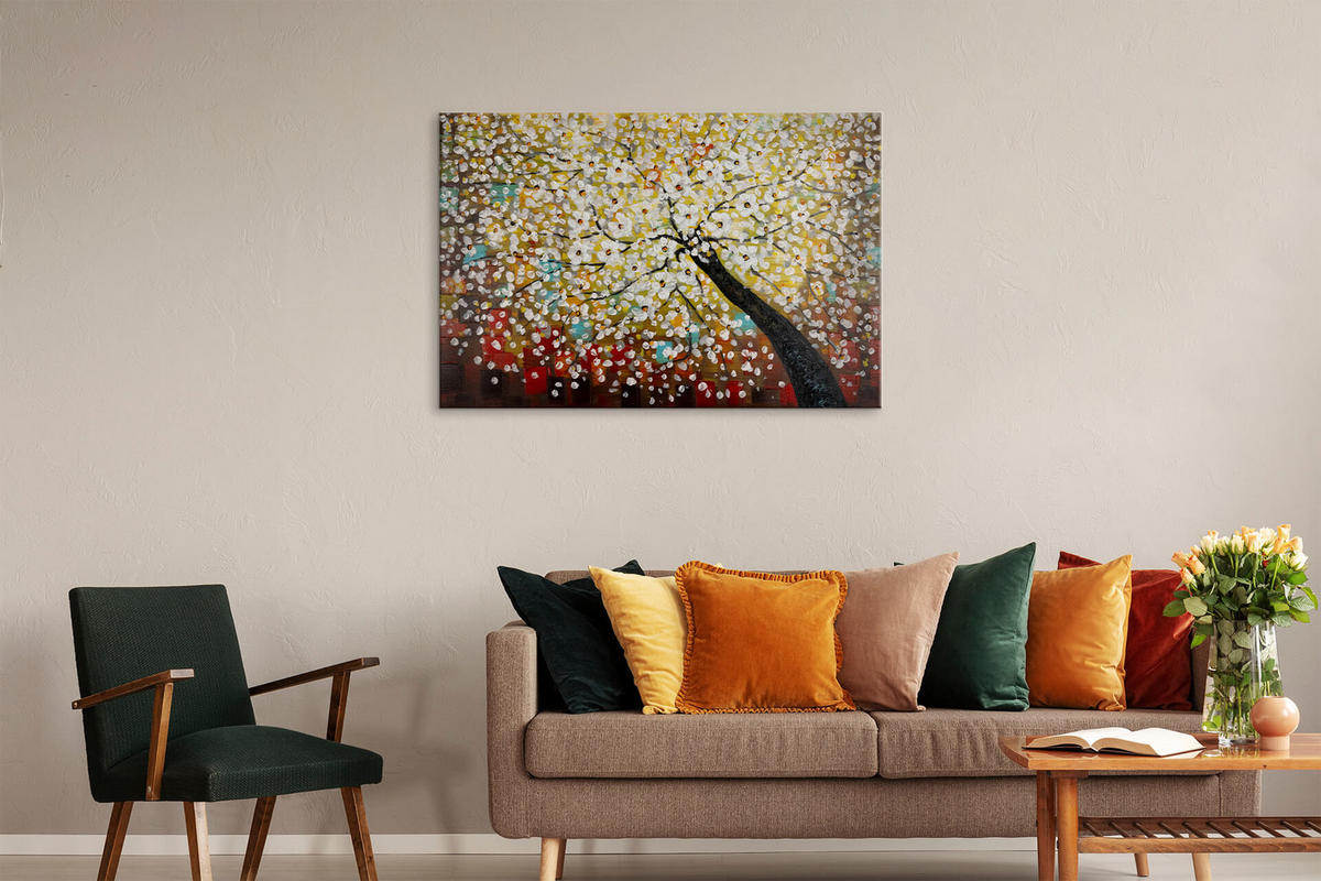 ÖLGEMÄLDE 120/80 cm - Blau/Gelb, Holz/Textil (120/80cm) - KUNSTLOFT