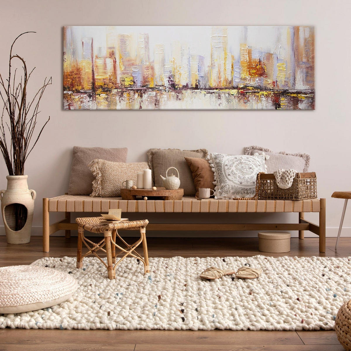GEMÄLDE Morgens in Megapolis auf Keilrahmen 180x60 cm - Braun, Holz (180/60cm) - YS-art gallery