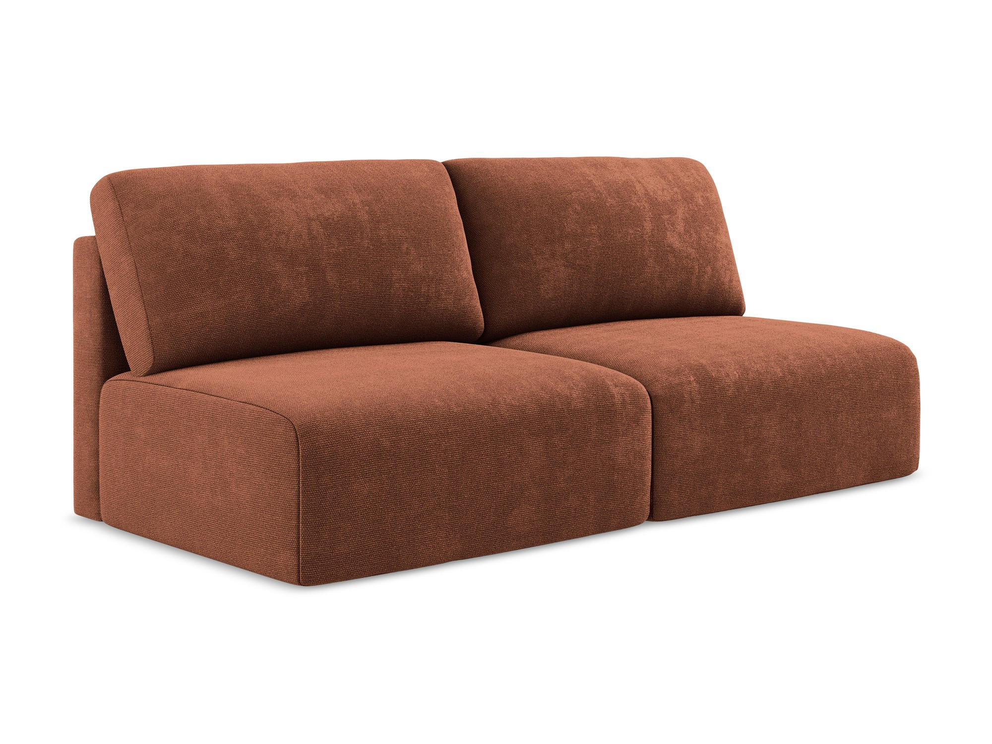 3-SITZER SOFA mit Schlaffunktion Chenille Stoff Orange - Terra cotta/Schwarz, Kunststoff/Textil (216/79/102cm) - Makamii