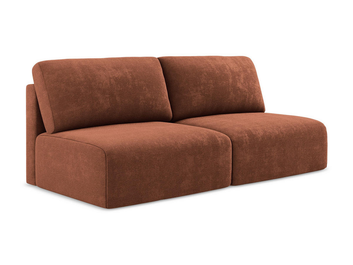 3-SITZER SOFA mit Schlaffunktion Chenille Stoff Orange - Terra cotta/Schwarz, Kunststoff/Textil (216/79/102cm) - Makamii