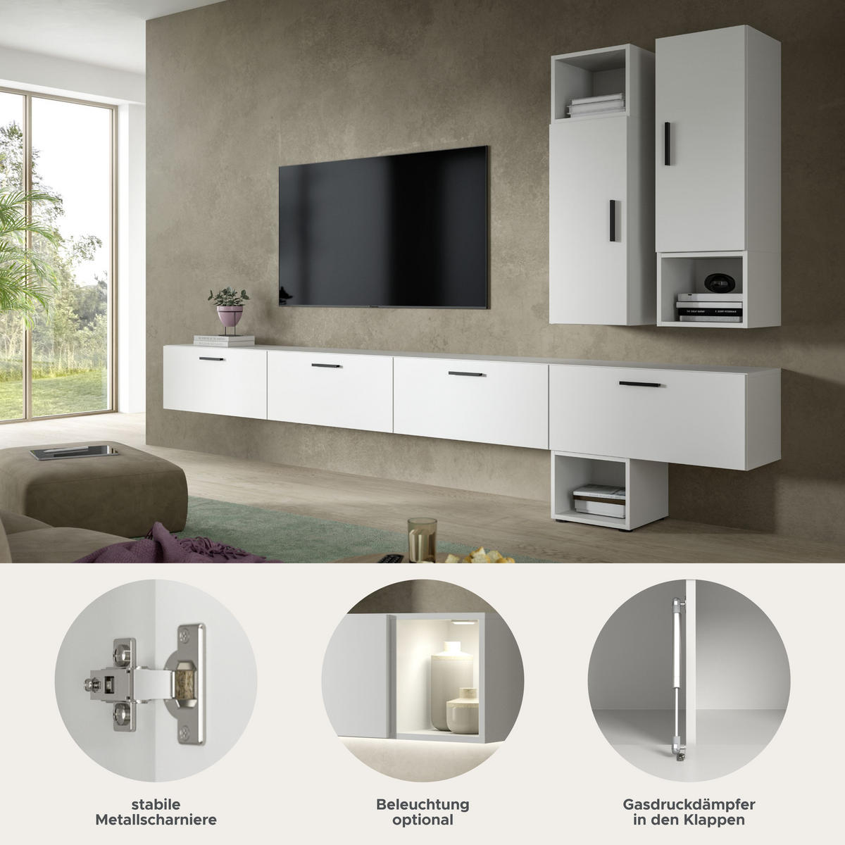 WOHNWAND The One weiß 300/34/178 cm - Weiß, Holzwerkstoff (300/178/34cm) - Xonox