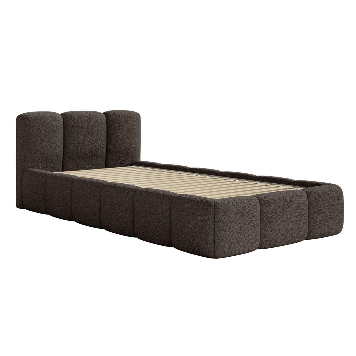POLSTERBETT Cloudy Low Braun Bouclé, 90x200 cm - Schwarz/Braun, Kunststoff/Textil (90/200cm) - Selsey