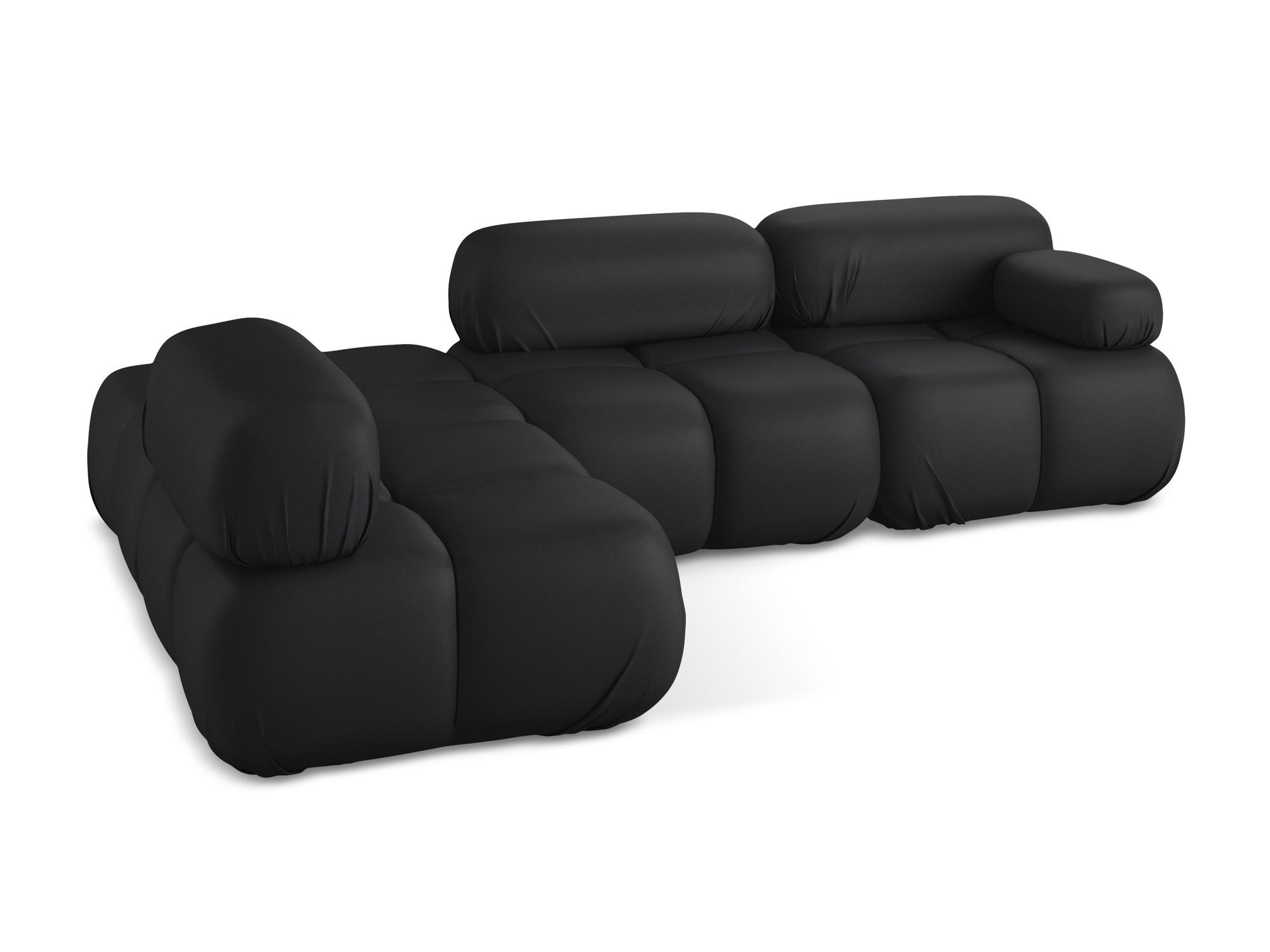 Thumbnail - Makamii Ecksofa, Schwarz, Leder, 3-Sitzer, Füllung: Schaumstoff, L-Form, Ottomane links, 285x190 cm, Made in EU, Wohnzim...