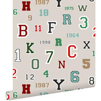 TAPETE Zahlen und Buchstaben 53 cm x 10.05 m - Beige, Papier (53/0.1cm) - ESTAhome