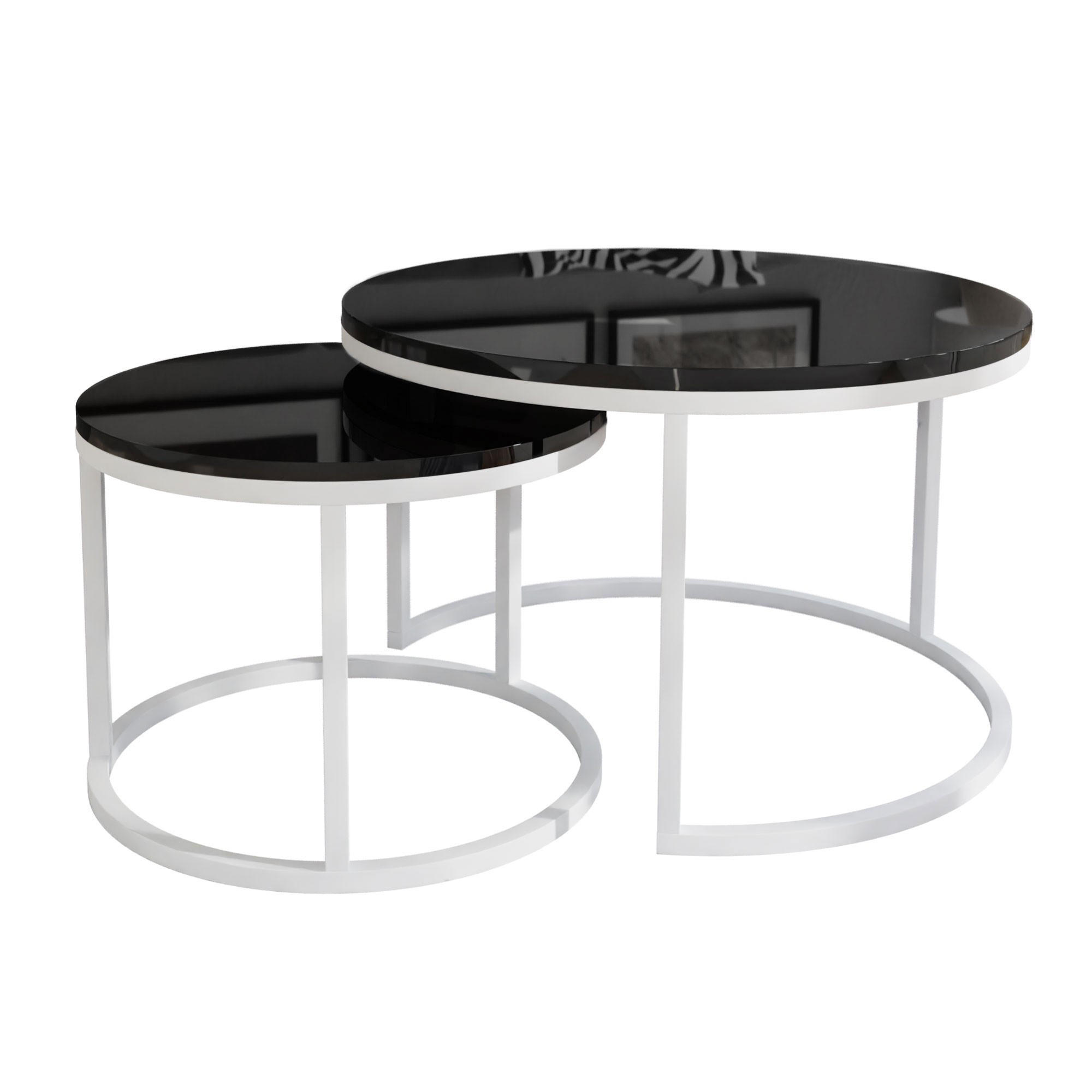Lookway COUCHTISCH Schwarz, Weiß 80cm × 80cm × 48cm
