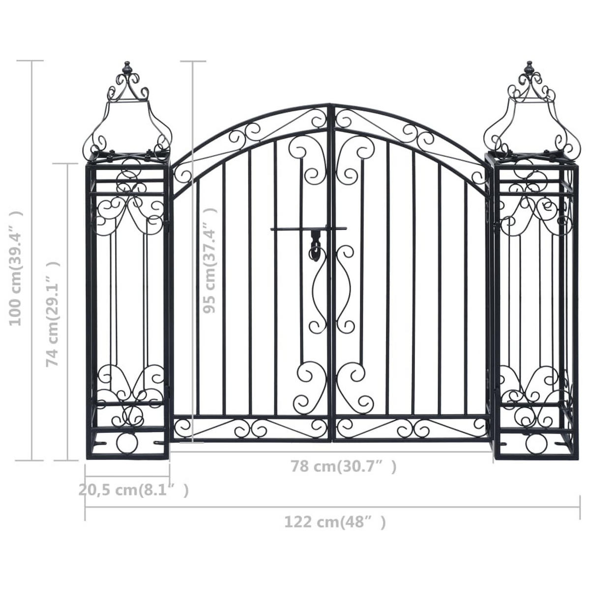 GARTENTOR Deko Schmiedeeisen 122/20.5/100 Cm - Schwarz, Metall (122/100/20.5cm) - vidaXL