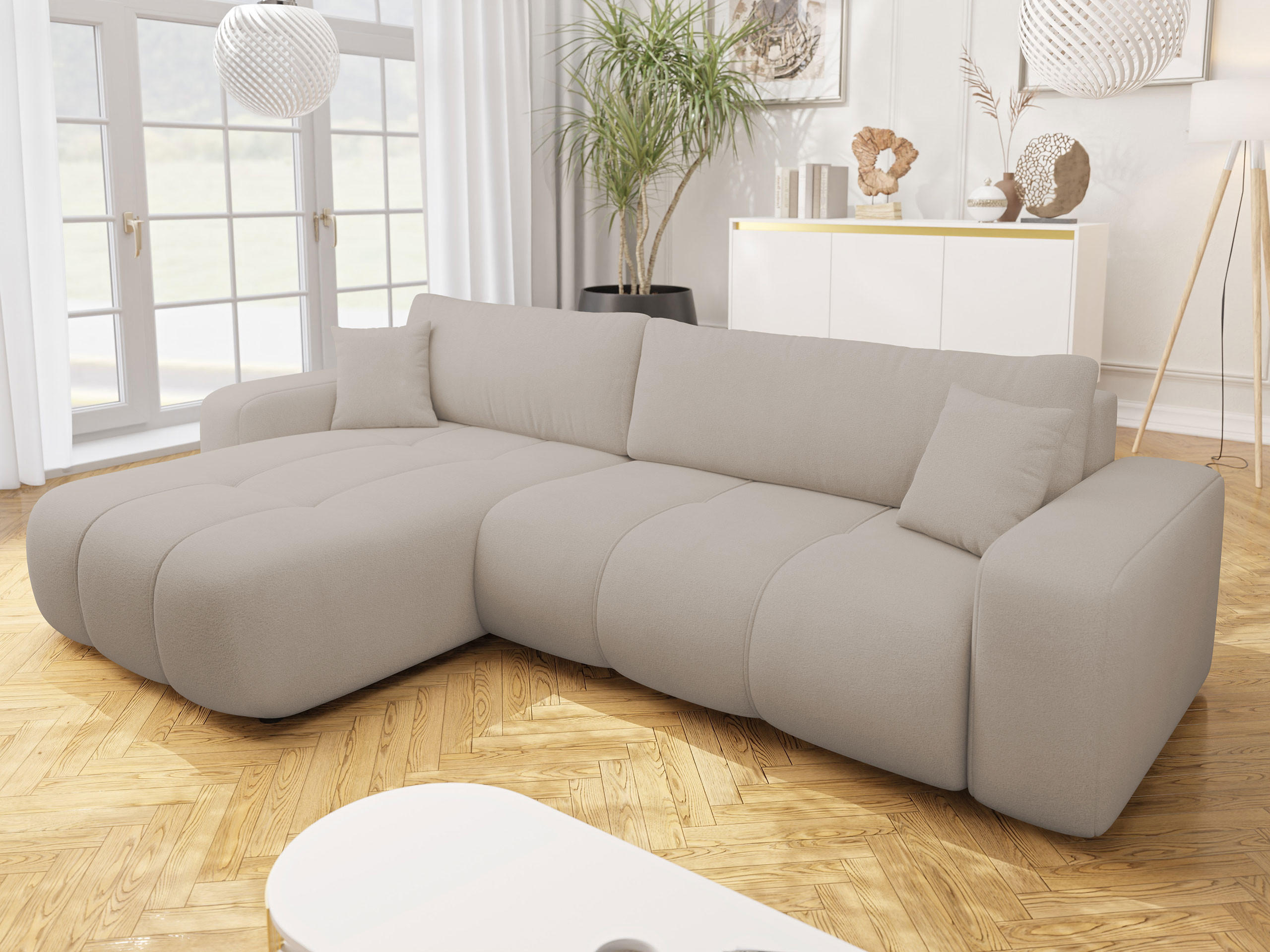 ECKSOFA Furyn Maxi - Beige/Schwarz, Holz/Kunststoff (274/145cm) - MIRJAN24
