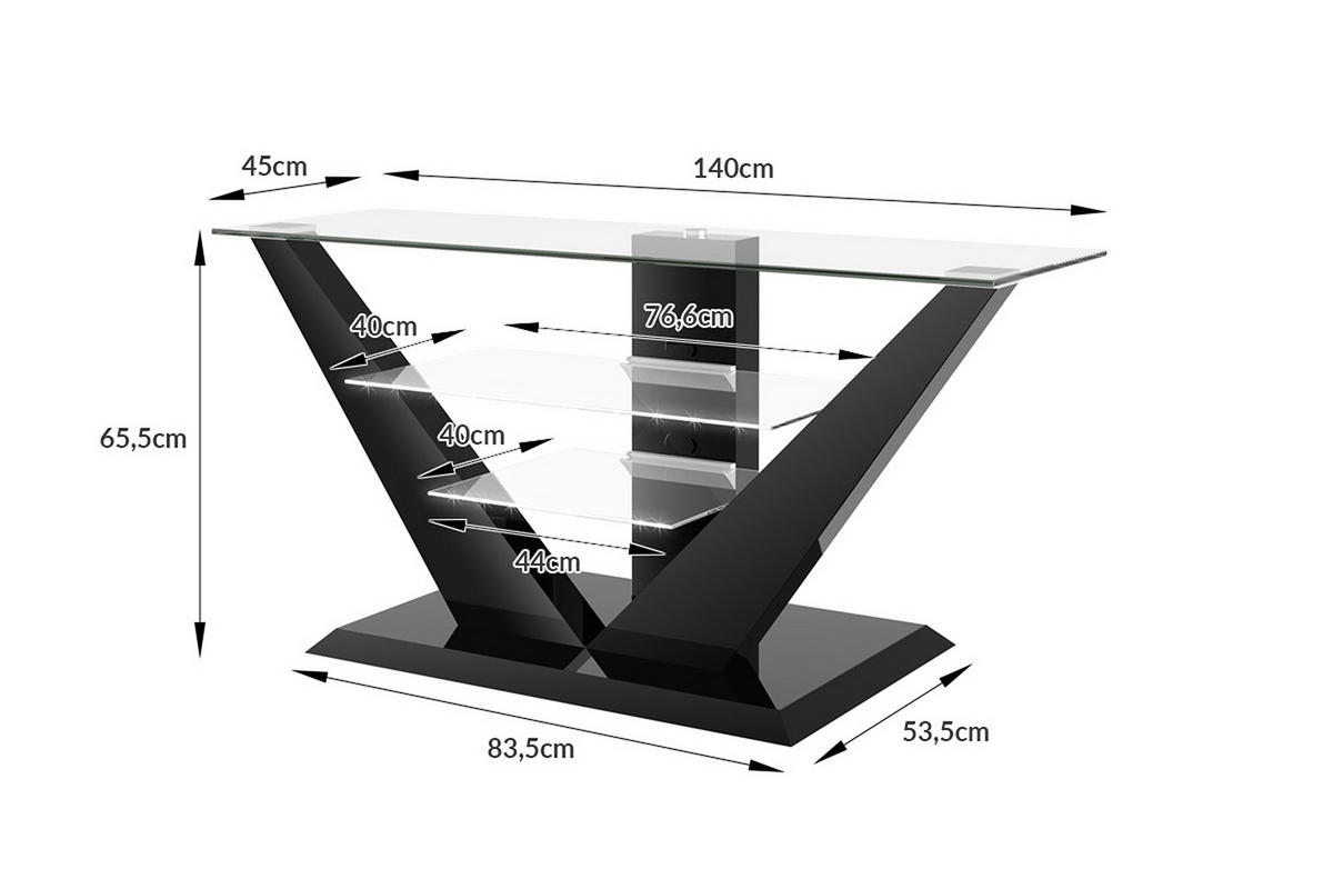 FERNSEHTISCH rechteckig Weiß Hochglanz Glas 140/65/53 cm - Weiß Hochglanz, Holzwerkstoff (53.5/65/140cm)