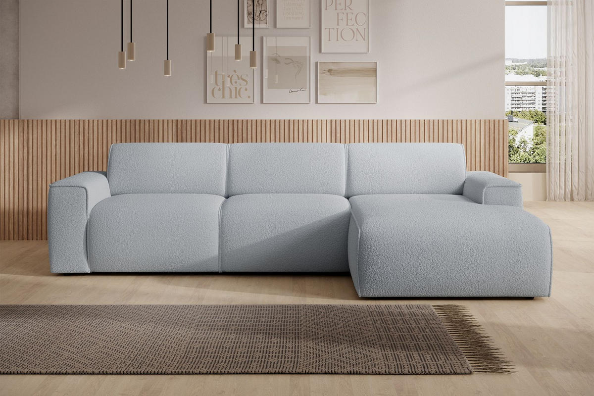 ECKSOFA Bouvi Hellgrau rechts - Hellgrau/Schwarz, Kunststoff/Textil (165/310cm) - Selsey