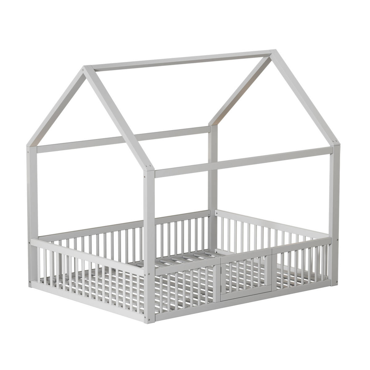 KINDERBETT 140/200 cm im Hausdesign mit Sicherheitsgitter und Tür, Weiß - Weiß, Holzwerkstoff (140/200cm) - Redom