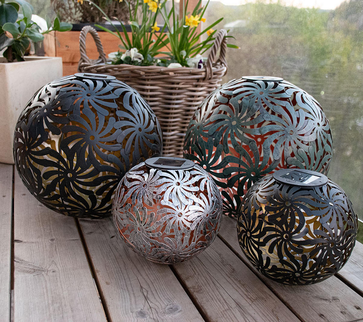 LED AUSSENLEUCHTE Geflechtkugel Schwarz Gold - Schwarz, Metall (18.5/18.5/54cm)