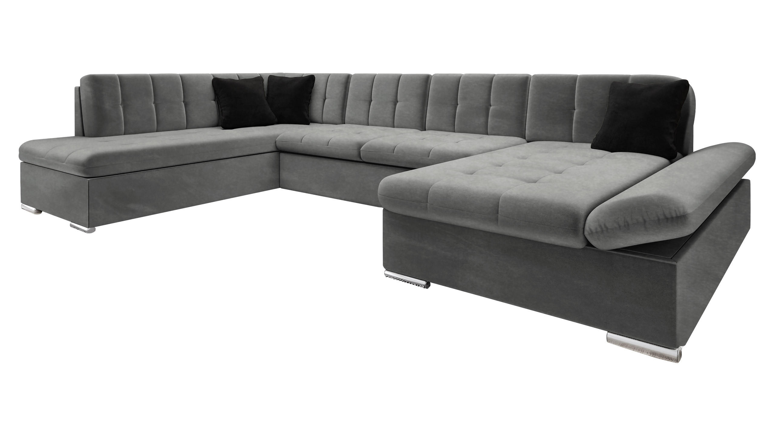 ECKSOFA Bergen, Seite: Rechts - Silberfarben/Graphitfarben, Holz/Textil (345/76/205cm) - MIRJAN24