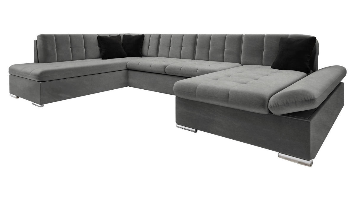 ECKSOFA Bergen, Seite: Rechts - Silberfarben/Graphitfarben, Holz/Textil (345/76/205cm) - MIRJAN24