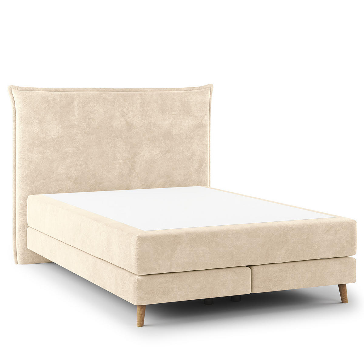 BOXSPRINGBETT - Klassisch - Creme, Holz (140/200cm) - home24