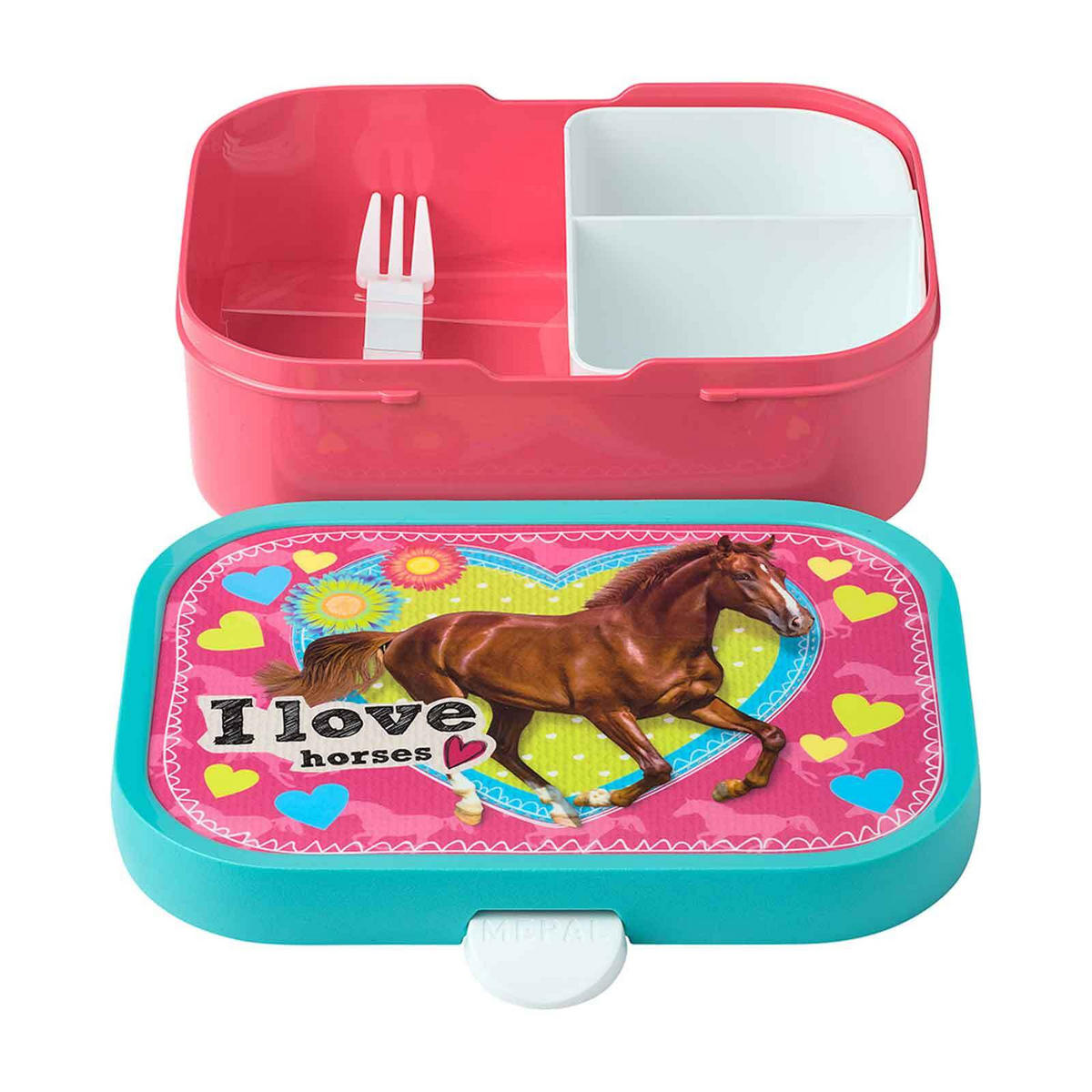 BROTDOSE Campus My Horse 700 ml - Türkis/Pink, Kunststoff (13.2/6.1/17.8cm) - Mepal