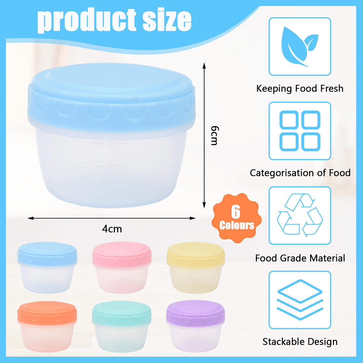 VORRATSDOSEN-SET 12 Stück Mini Saucenbehälter 50ml, PP lebensmittelecht, auslaufsicher, stapelbar, mikrowellenfest für Salatdressing & Babybrei - Transparent, Kunststoff - WoodenAura