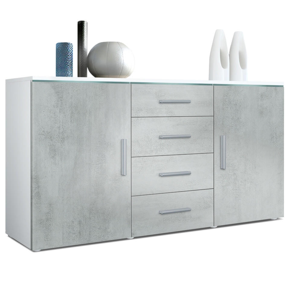SIDEBOARD Verona Beton Oxid Optik - Hellgrau, Holzwerkstoff (139/72/35cm) - Vladon