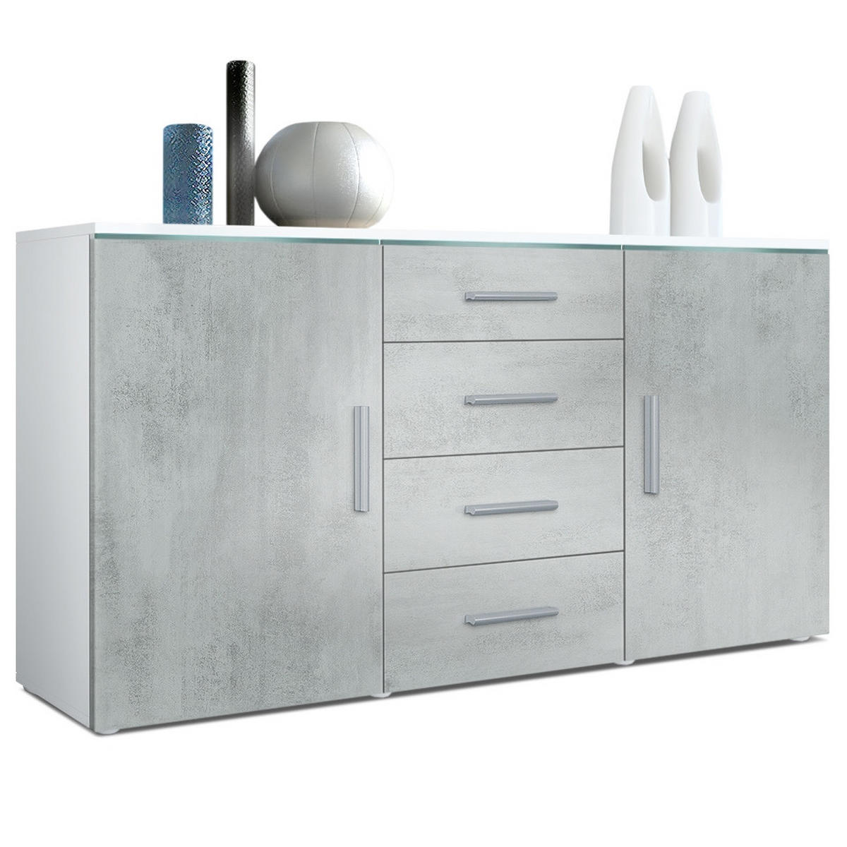 SIDEBOARD Verona Beton Oxid Optik - Hellgrau, Holzwerkstoff (139/72/35cm) - Vladon