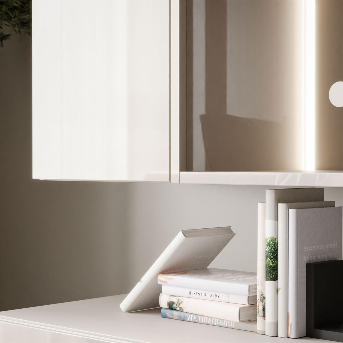 WOHNWAND CARMEN, hängend mit LED-Beleuchtung. - Kaschmir, Holzwerkstoff (250/27/40cm) - Lookway