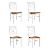 STÜHLE 4ER SET Belluno Elegante Kiefer weiß (RAL9010) lackiert / Kiefer gebeizt, Eichefarben 43 / 44 / 93cm - Eichefarben/Weiß, Holz/Holzwerkstoff (43/93/44cm) - Feldmann-Wohnen