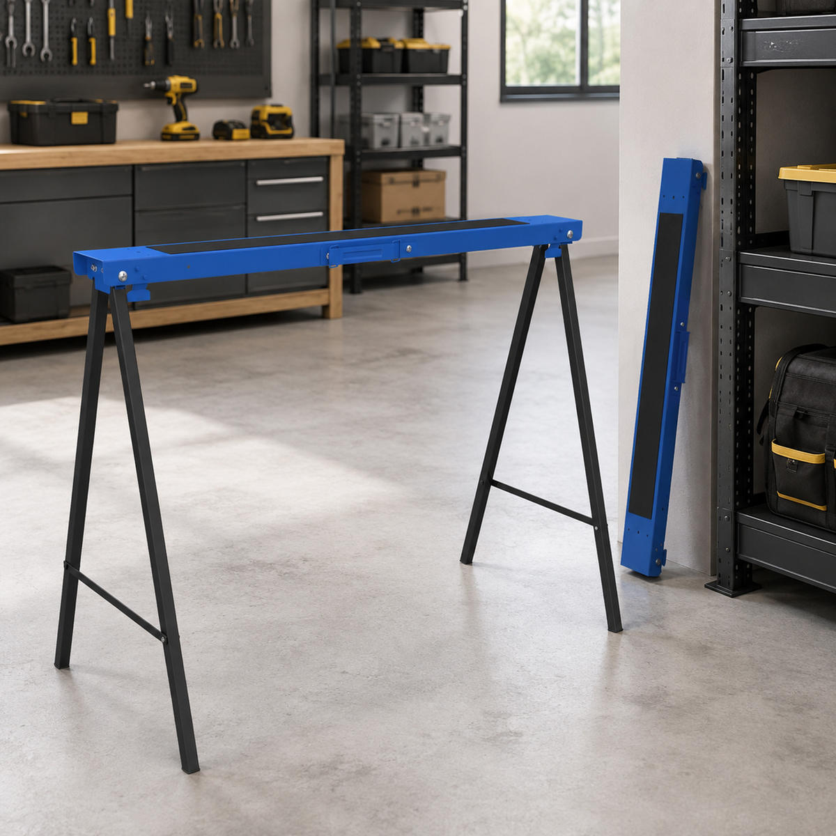 ARBEITSBOCK 2er Set Metall Kunststoff Blau - Blau, Metall (99.5/50/76cm) - DURHAND