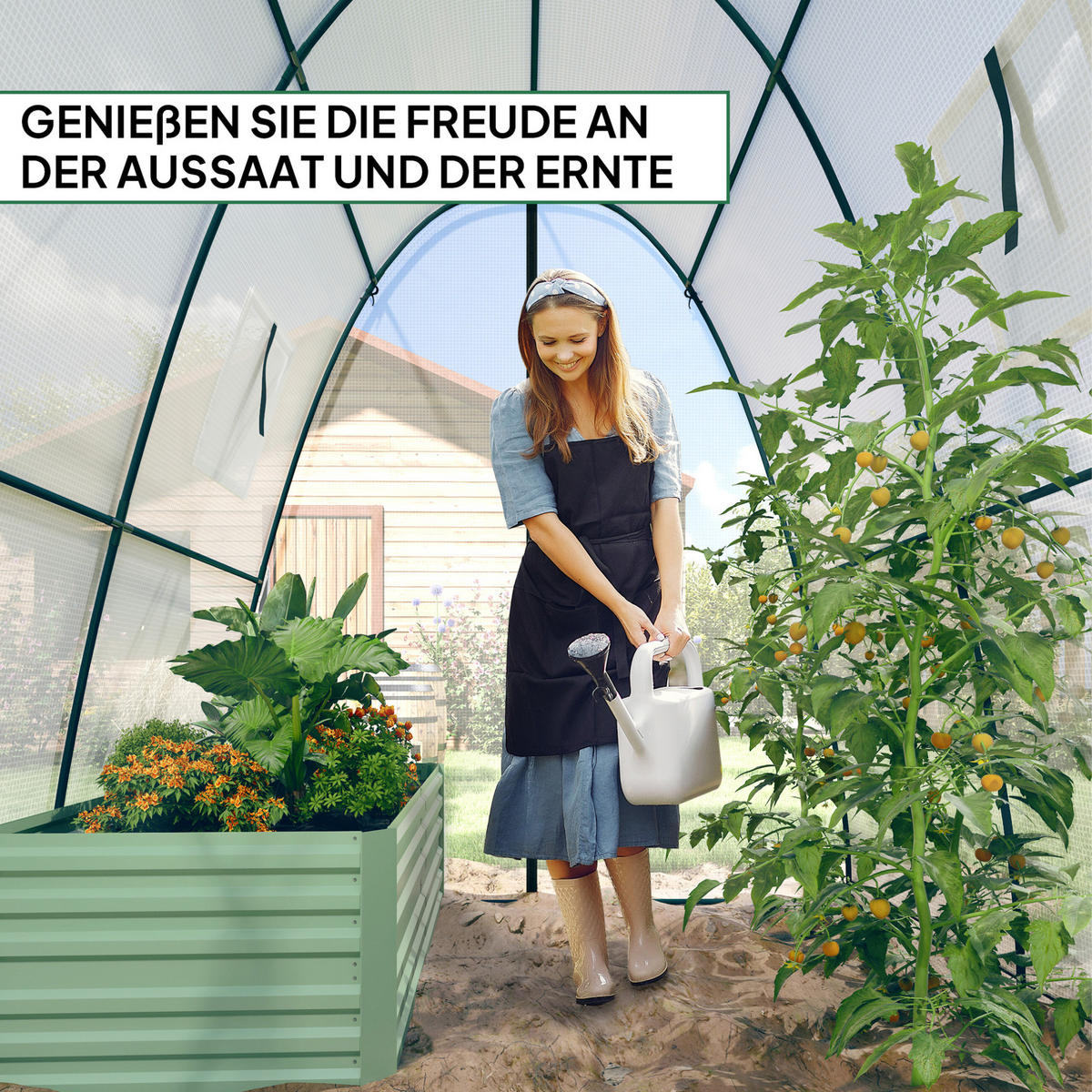 GEWÄCHSHAUS aus Kunststoff 180x180x200 cm in Weiß mit 2 Reißverschlusstüren - Weiß, Kunststoff (180/200/180cm) - Modfu