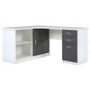 ECKSCHREIBTISCH mit 2 Türen & 2 Schubladen - Weiß & Grau - NORWY - Anthrazit, Holz (150/120/75cm) - Vente-Unique