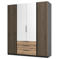 KLEIDERSCHRANK Kaja Eiche/ Schwarz 200 cm - Eichefarben/Schwarz, Holzwerkstoff/Metall (200/239/61.9cm) - Selsey