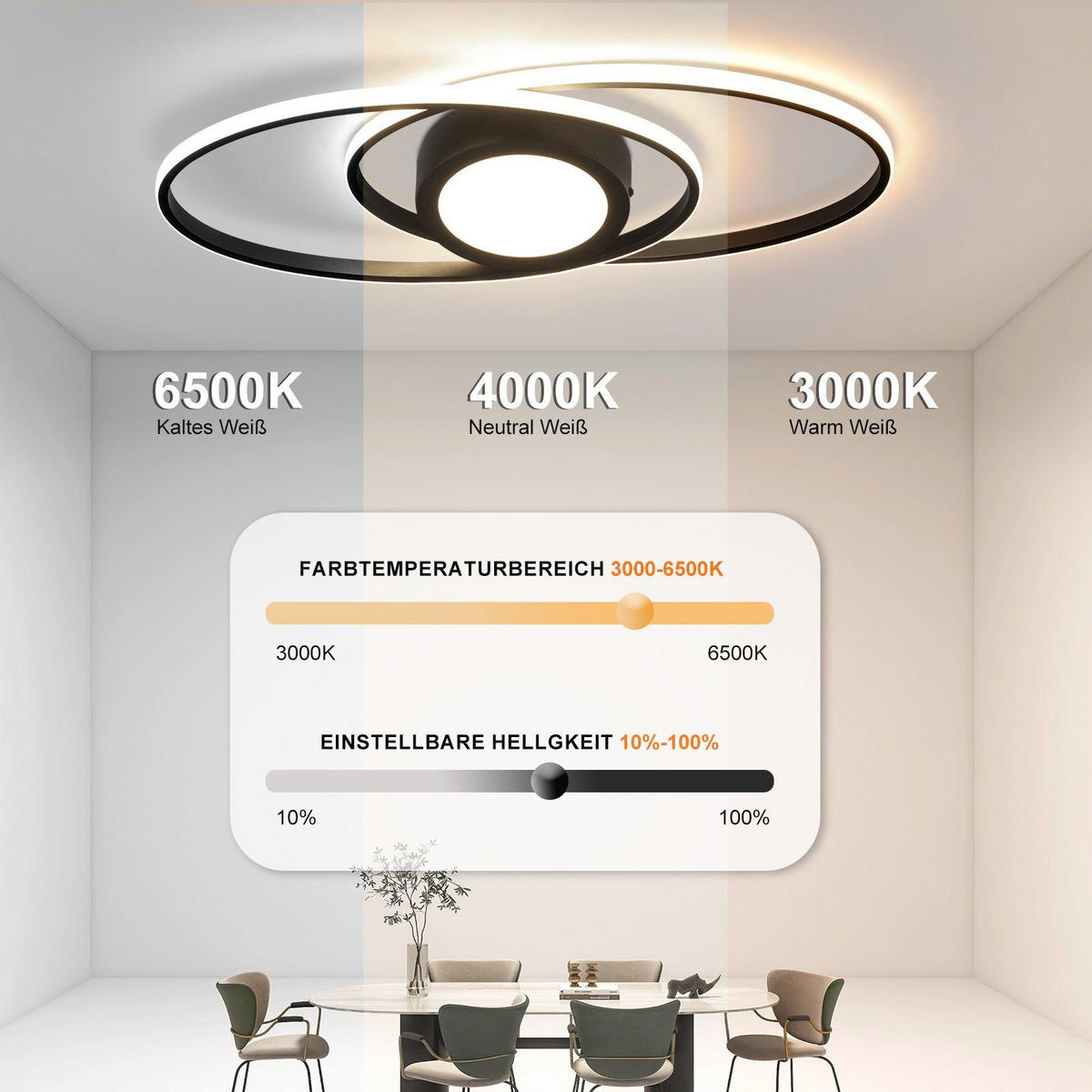 LED-DECKENLEUCHTE Einäugig 56/22.3/4 cm - Schwarz, Metall (56/22.3/4cm) - Nettlife