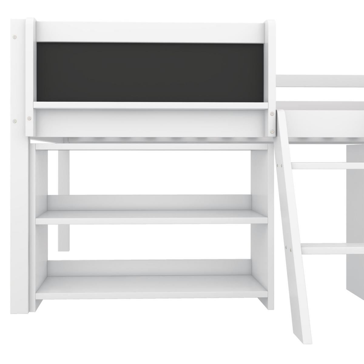 HOCHBETT 90/200 cm in Weiß – mit Rausfallschutz, Leiter und Stauraum - Weiß, Holz (90/200cm) - BEAOK