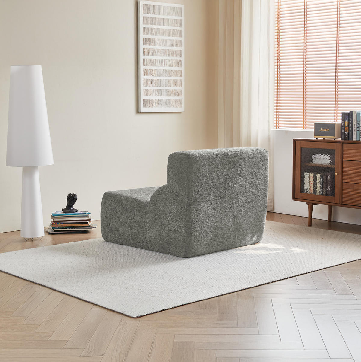 SESSEL Samtstoff komprimiert ergonomisch 94/110/79 cm Hellgrau - Hellgrau, Textil (110/79/94cm) - Redom