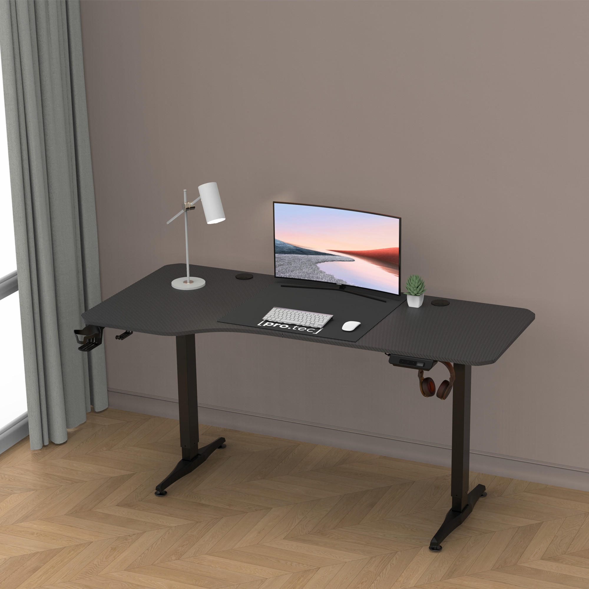COMPUTERTISCH Oxnard - Schwarz, Holzwerkstoff/Metall (75/159/119cm) - pro.tec