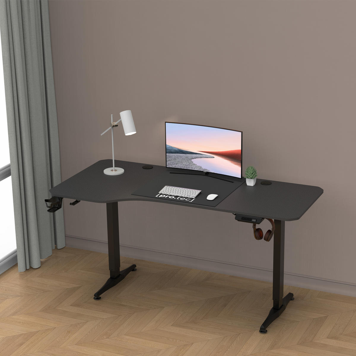 COMPUTERTISCH Oxnard - Schwarz, Holzwerkstoff/Metall (75/159/119cm) - pro.tec