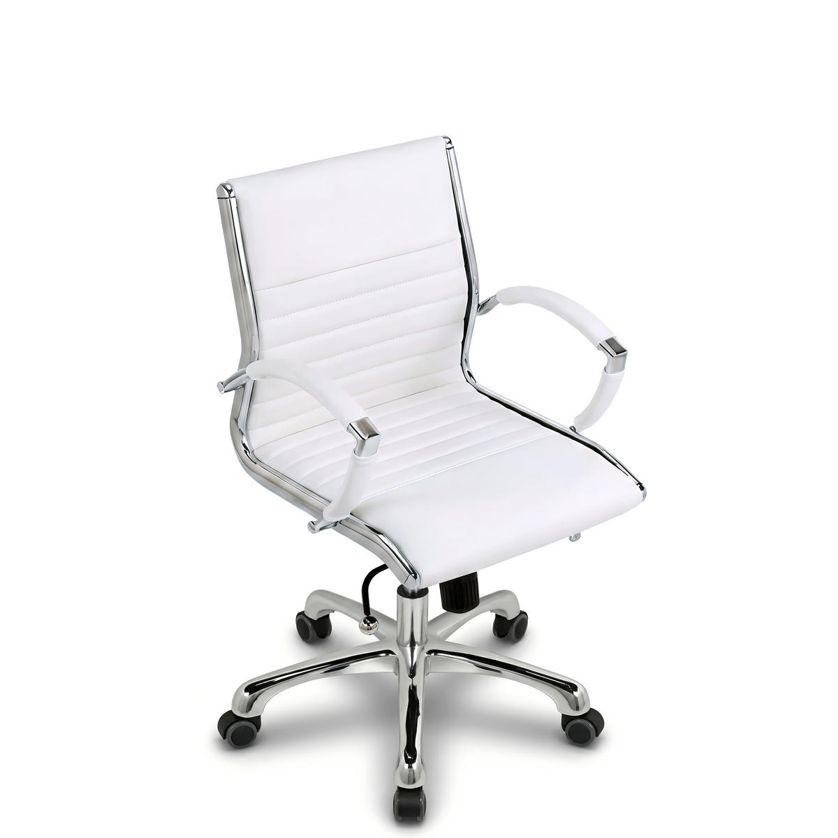 DREHSTUHL Montreal Echtleder Weiss – ergonomisch, 150 kg belastbar, Sitzhöhe 46-54cm - Weiß, Leder/Metall (60/97/60cm) - Versee