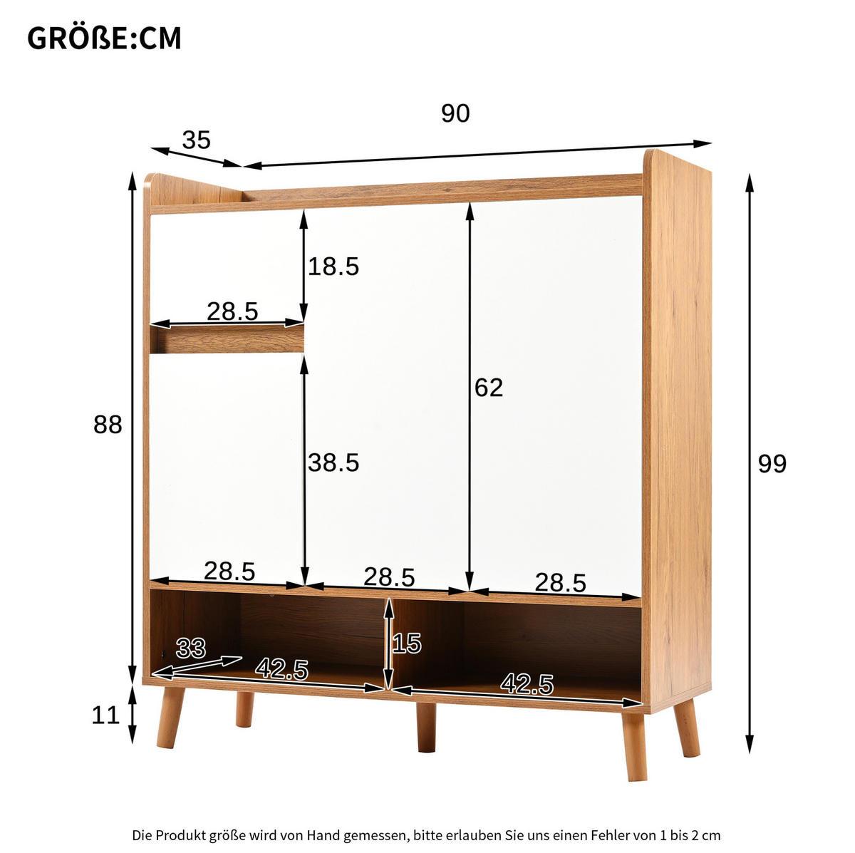 SCHUHSCHRANK aus Spanplatte 90x35x99cm in Weiß mit verstellbaren Einlegeböden - Weiß, Holzwerkstoff (90/99/35cm) - Modfu