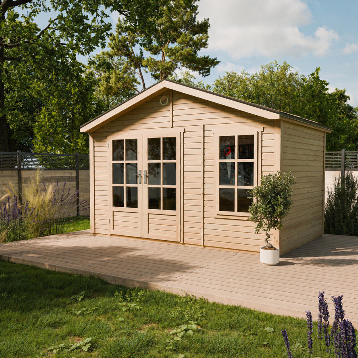 GARTENHAUS HOLZ M734A 370 x 240 cm - Naturfarben, Holz (382/267/276cm) - Timbela
