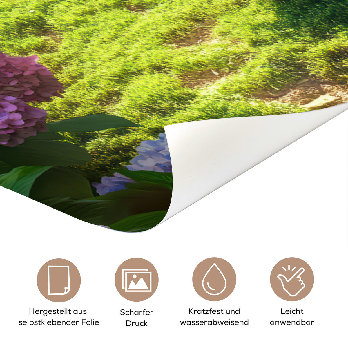 FOTOTAPETE Tür - Natur - Hortensie - Blumen - Grün 80x205 cm - Hellgrün, Kunststoff (80/0.1cm) - MuchoWow