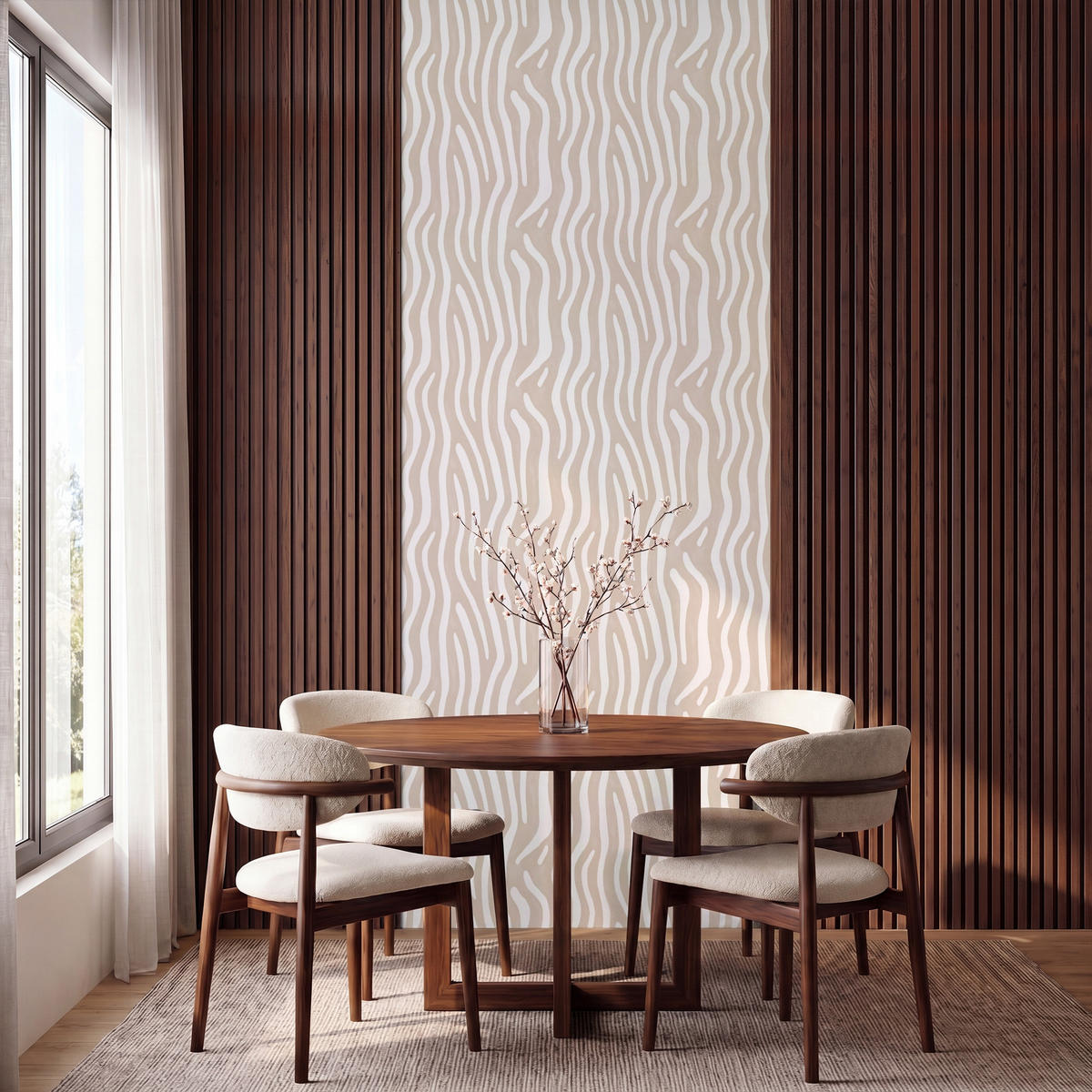 TAPETE - Abstrakt - Zebra - Beige - 120x280 cm - Beige, Papier (120/280cm) - OnlyWow
