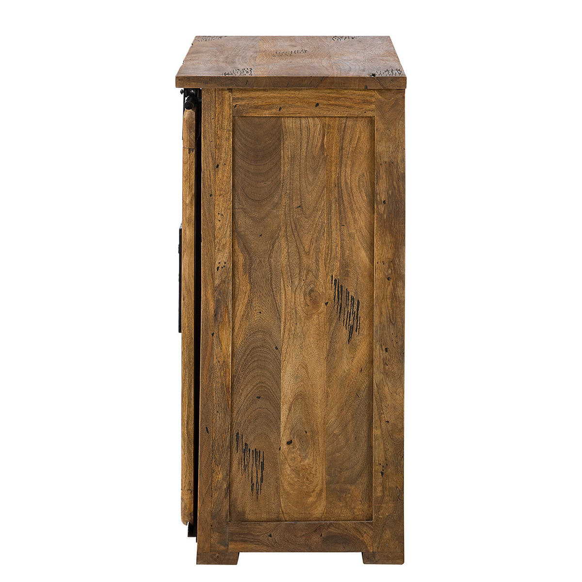 KOMMODE - Mango massiv / Eisen - Mango / Schwarz - Braun, Holz/Metall (90/100/45cm) - home24