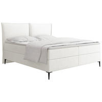 BOXBETT Calio Rise mit Bettkasten, Weiß Chenille 180x200 cm – inkl. H4 Taschenfederkern Matratze & Foam Topper - Schwarz/Weiß, Holz/Holzwerkstoff (180/200cm) - WFL GROUP