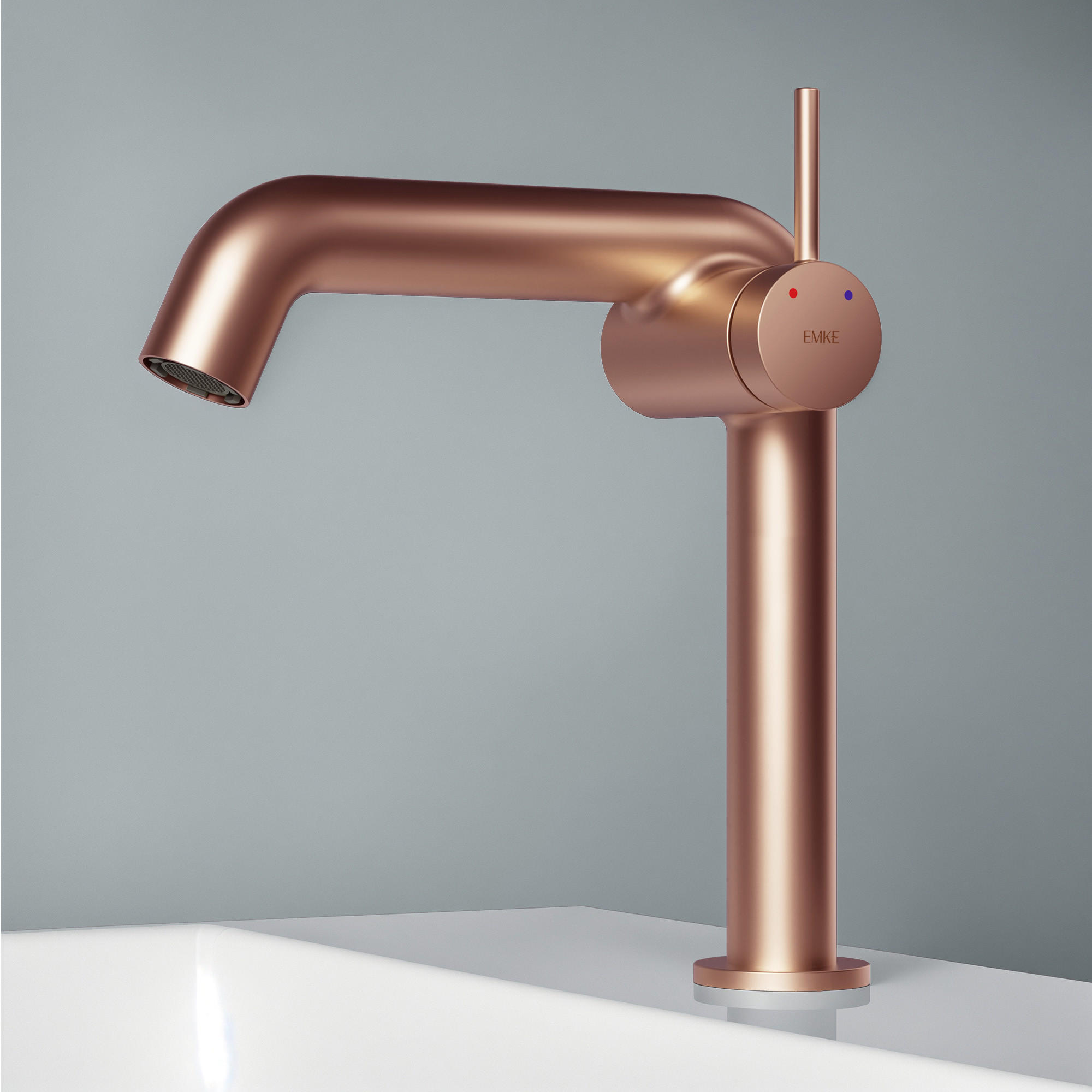 WASCHTISCHARMATUR Rosengold 15cm - Roségold, Metall (20/7.6/22.2cm) - EMKE