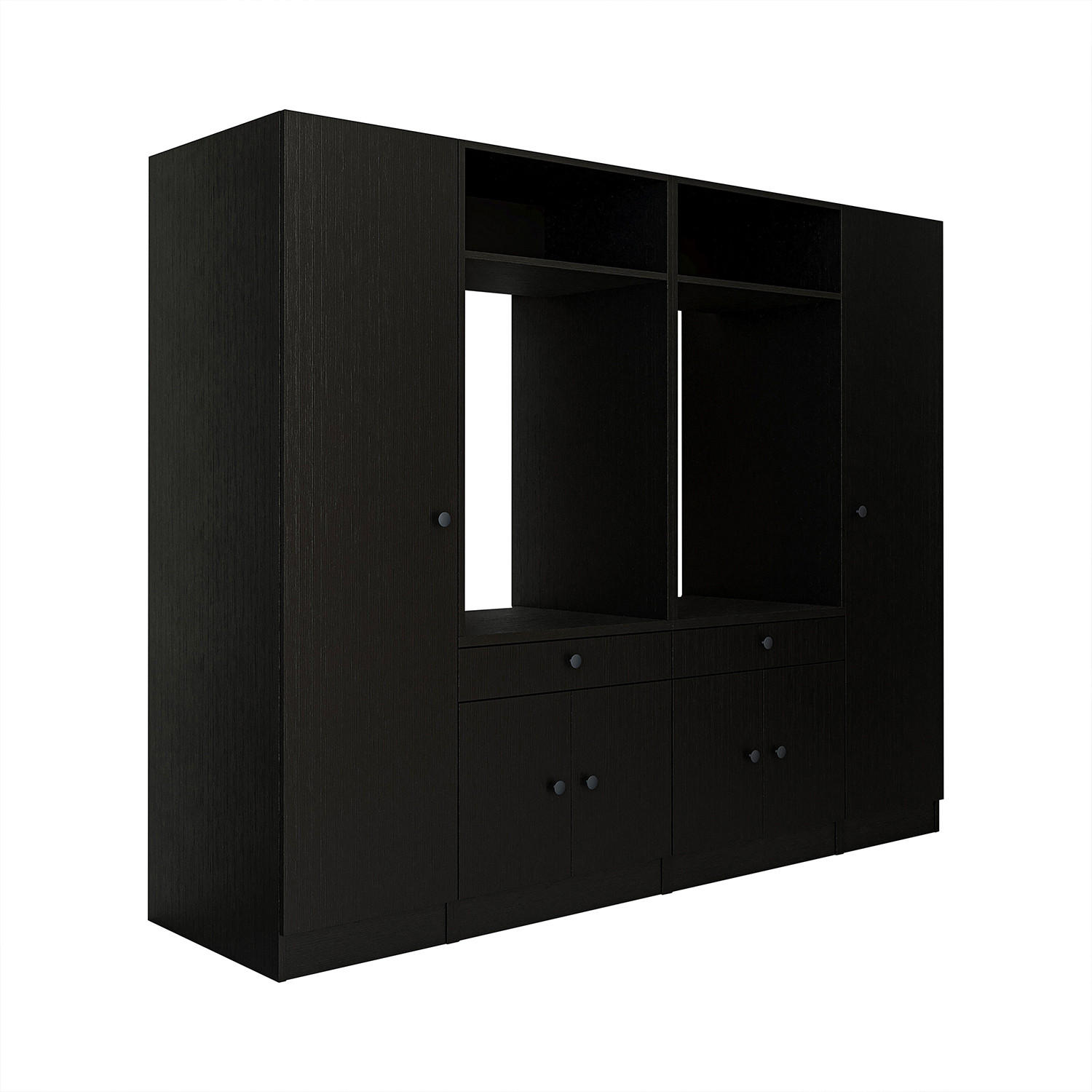 WASCHMASCHINENSCHRANK Serie 1 224cm Breit, 184cm Hoch - Schwarz, Holzwerkstoff (224/184/67cm)