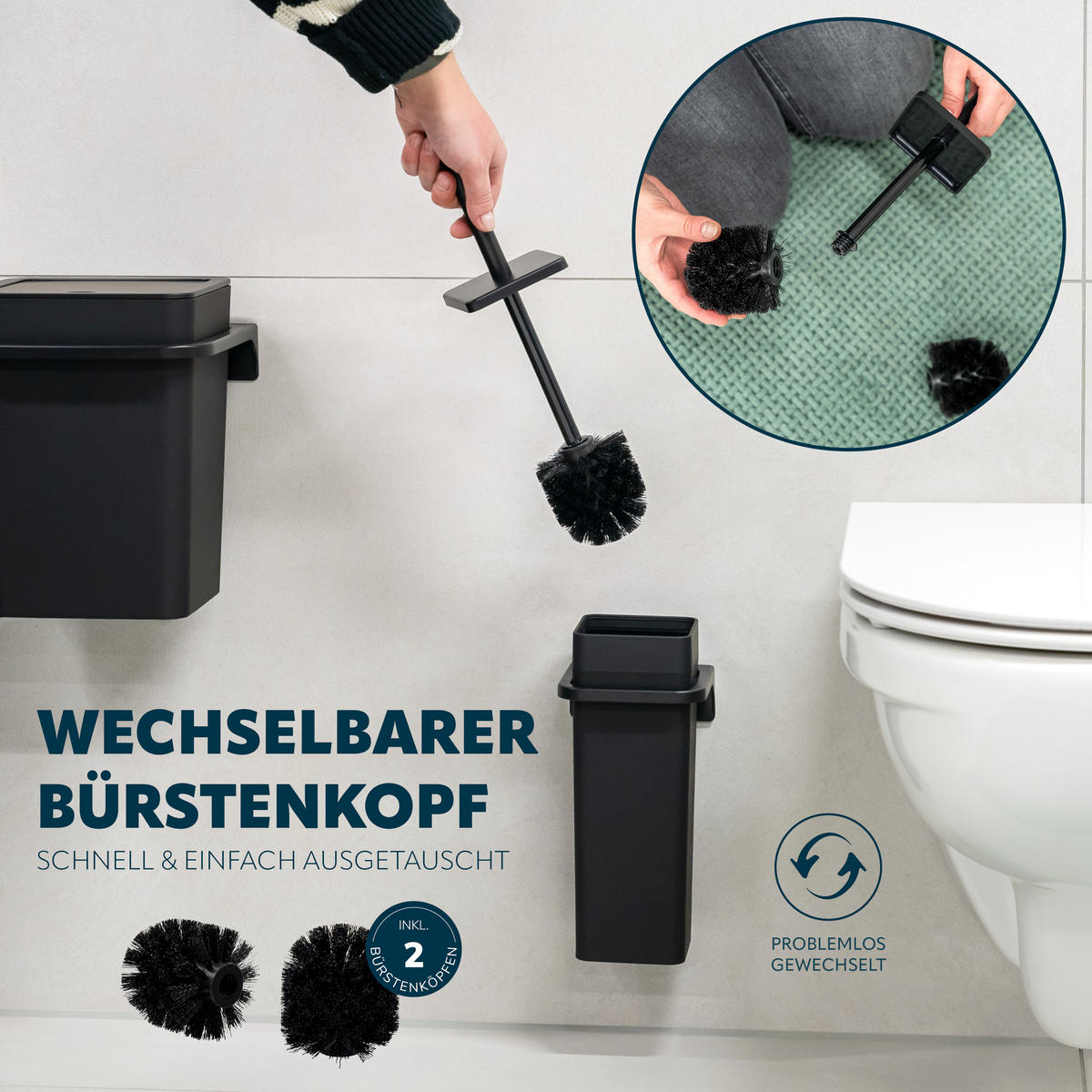 WC-GARNITUR SAVONA, schwarz, Kunststoff - Schwarz, Kunststoff (12/36.5/13cm) - bremermann