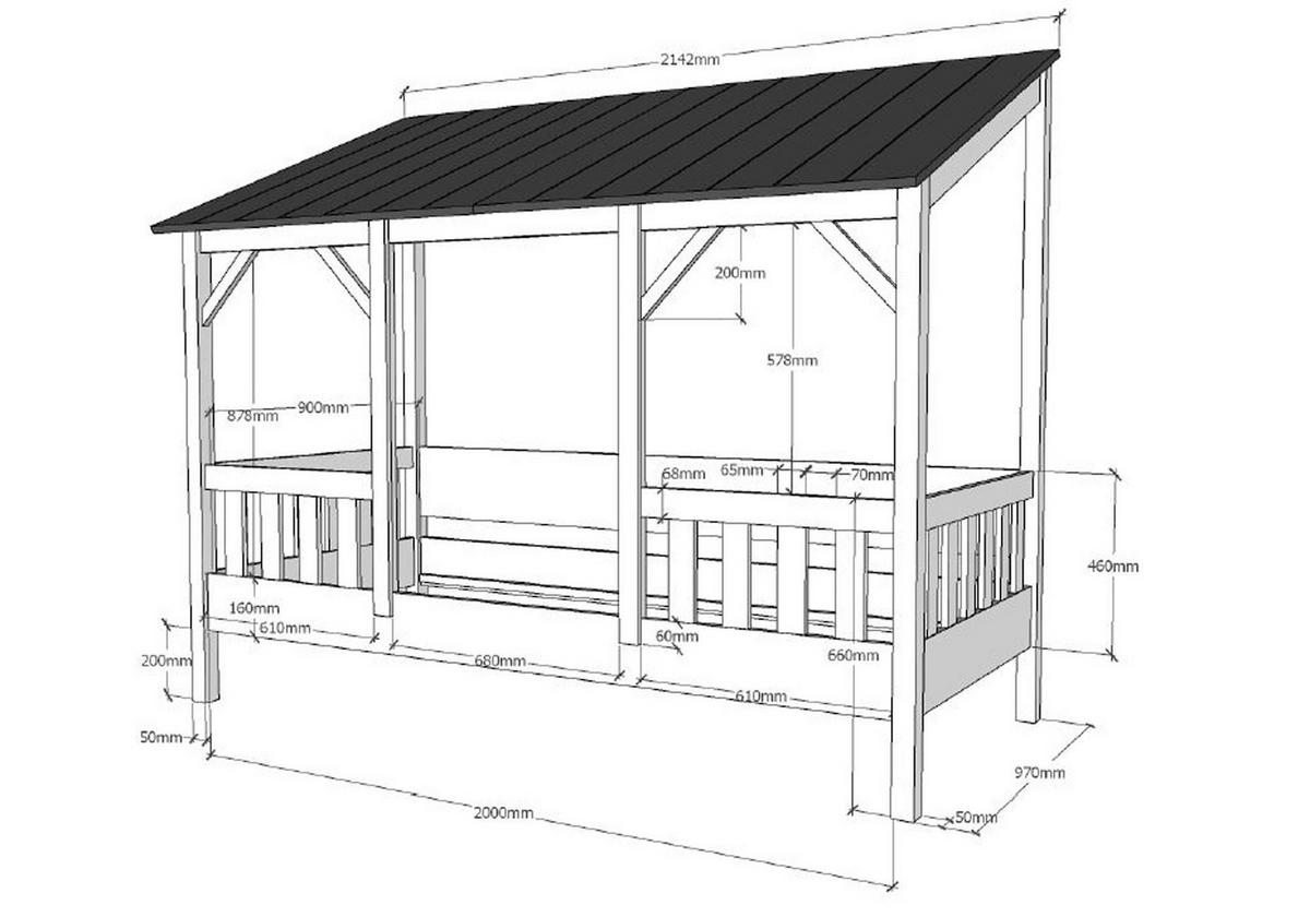 HAUSBETT Kat 214x174x105 aus MDF+Massivholz in Weiß - Weiß, Holzwerkstoff (90/200cm) - 58aufmkessel
