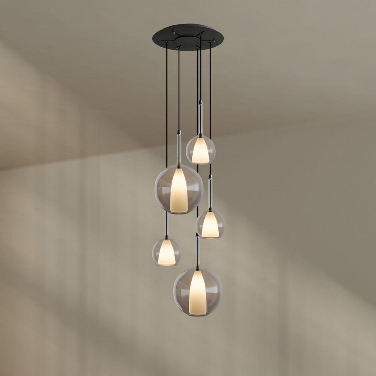 GALERIELEUCHTE Belluna 5-flammig Klar Ø 14/24cm - Klar, Glas (24/24/45cm) - s.luce