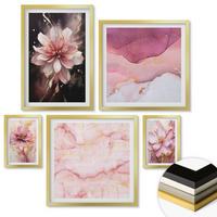 WANDBILDER 5er Set - 50x50 cm & 20x30 cm & 40x60 cm Goldrahmen - Waldlandschaften der Wildnis - Goldfarben, Kunststoff (40/60cm) - ArtPrintCave