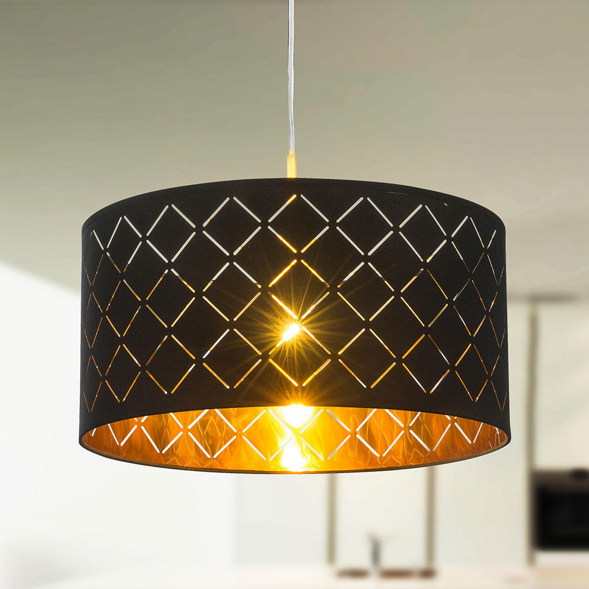 HÄNGELEUCHTE Metall Schwarz Gold - Schwarz, Metall (40/40/140cm) - Globo Lighting