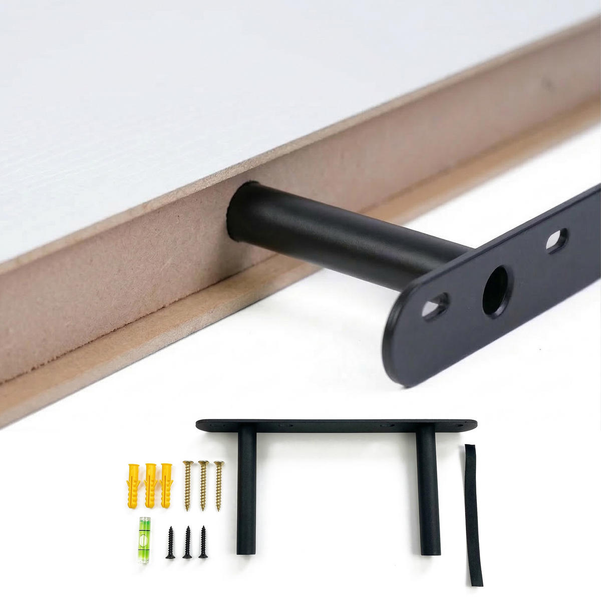 3XPOLICA - biela, kov/kompozitné drevo (60/4/23cm) - Relaxdays